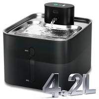 Distributeur d'eau automatique portable élégant en acier inoxydable pour chats et chiens, étanche, avec recharge intelligente et bols de voyage
