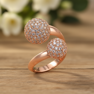 Anello da Cocktail in Resina Placcato Oro Rosa con Zirconia Cubica a Forma di Numero, Regolabile, Gioiello alla Moda per Feste, Unisex - Product Image 2