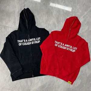 Sudadera con Capucha de Algodón 100% de Alta Calidad con Pedrería, Estilo Urbano para Hombre, con Estampado 'THAT'S a AWFUL LOT of COUGH SYRUP' - Product Image 3