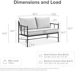 Mopio Odelia <span class=keywords><strong>Petit</strong></span> causeuse d'extérieur Canapé <span class=keywords><strong>de</strong></span> patio pour la conversation Pièce pour se prélasser pour le porche Balcon Appartements Cour Bistro - Product Image 2