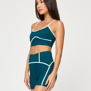 Conjunto Deportivo de Verano de 2 Piezas para Mujer con Cuello en Contraste, de Secado Rápido, Top Deportivo sin Mangas y Pantalones Midi para Yoga y Tenis - Product Image 2