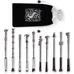 Harry Potter Metal Rod Makeup Brush Set Hermione Dumbledore Magic Wand Collection