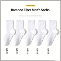 Herren Einfarbige Bambusfaser-Crew-Socken 200N Hochdichte Strickstrümpfe Atmungsaktiv Antibakteriell Deodorant Business-Anzugsocken