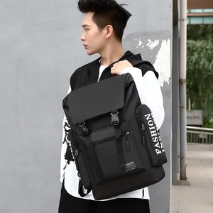 Fashion <b>Backpack</b> <b>Large</b> Capacity 14 Inch Laptop Bag Business Travel Teenager Unisex Gray Black - Product Image 4