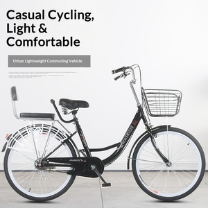 Vélo de ville vintage pour <span class=keywords><strong>femme</strong></span>, cadre solide, 24/26 pouces, style princesse, fourche à suspension, capacité de charge 75 kg, freins avant/arrière V - Product Image 4