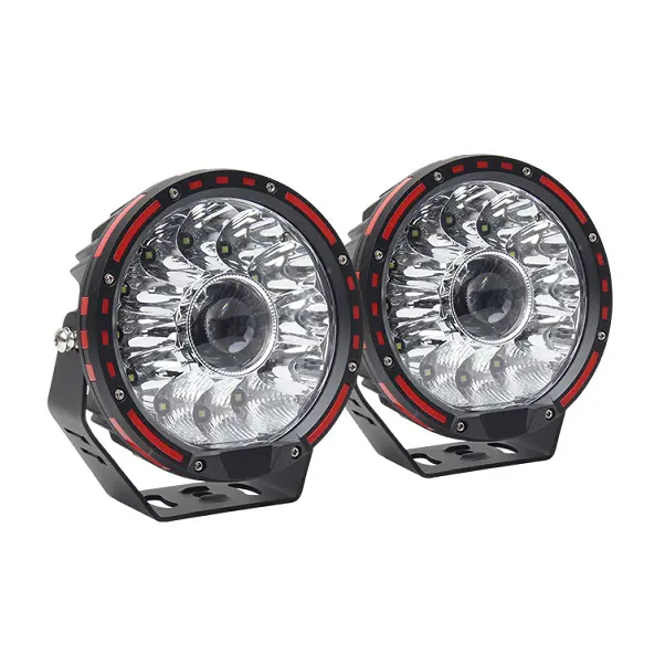 Lampu Pod Led Offroad, lampu kerja Led Super terang 85w daya tinggi Rgb 5 inci truk bulat Lightfox Laser kuning