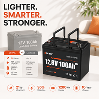 Enlzh 12V 100Ah Mini LiFePO4 Baterai 15000 Siklus Maksimal, Daya 1280Wh, Umur Pakai 10 Tahun, untuk Trailer Portabel