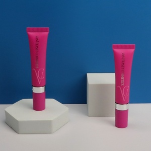 Wholesale Luxury Colored Empty 15Ml 20Ml Red Custom Soft Squeeze Cosmetic <b>Plastic</b> Balm <b>Tube</b> Packaging With Rolling Massage Head - Product Image 2