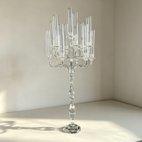 Candélabre de luxe en cristal transparent à 13 bras, grand modèle, pour bougeoirs, lanternes et pots, centre de table pour mariage, banquet et fête