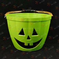 Seau citrouille LED d'Halloween en gros – Vert, violet, orange – Seau à bonbons Jack O'Lantern lumineux – Panier cadeau sécurisé – Décoration de fête
