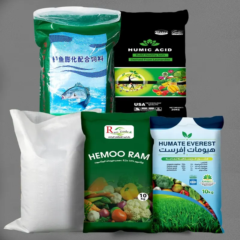 Túi dệt được thiết kế tùy chỉnh túi dệt PP in tùy chỉnh để đóng gói thực phẩm cho rau quả cho túi thức ăn cho túi bón phân