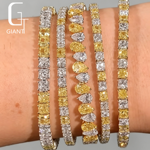 <span class=keywords><strong>Bracciale</strong></span> Tennis di Lusso in Oro Giallo 14k/16k/18k con Diamanti Coltivati in Laboratorio per Donna e Uomo - Regalo Festa della Mamma - Product Image 1
