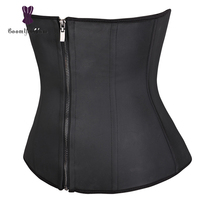 Gaines Lisses en Latex Corset Serre-Taille Amincissant à 7 Baleines en Acier avec Fermeture Éclair et Crochets Grande Taille