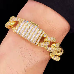 Best Selling Stylish Sterling Silver Cuban Link <b>Bracelet</b> Hip Hop Style Moissanite Jewelry Luxury Gift for <b>Men</b> Women Fashion - Product Image 2