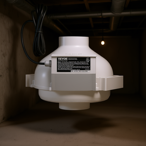 Ventilador de conducto en línea Vevor de 260 CFM, de 4 a 4.5 pulgadas, impermeable, para sistema de mitigación de radón, modelo D0100X3R31P - Product Image 2