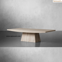 Table à thé en pierre solide avec dessus en travertin durable Mobilier d'extérieur confortable pour cour intérieure