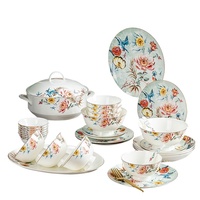 Service de table personnalisable en porcelaine fine céramique, décoré sous glaçure, style vintage, résistant au micro-ondes, luxe léger, rétro, assiettes cadeaux