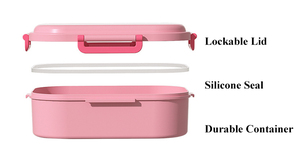 Caja de almacenamiento de almuerzo de plástico de 3 secciones con impresión personalizada Yongli, sello de silicona, contenedor de alimentos Bento para microondas a prueba de fugas - Product Image 2