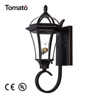 Applique murale extérieure vintage étanche IP65 en acier inoxydable et laiton noir avec verre transparent pour villa, cour et entrée