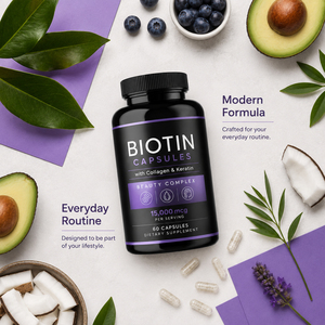 Complément alimentaire à base de biotine, antioxydant, pour la croissance des cheveux et le soin des ongles/peau, capsules avec soutien immunitaire pour adultes - Product Image 3