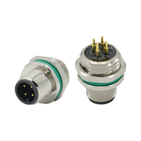 Conector de sensor impermeable ip67, 3, 4, 5, 8, 12 Pines, montado en panel de pared, pcb a, b, d, hembra de código m12, 4 pines