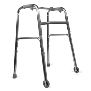 चिकित्सा एल्यूमीनियम सहायक वॉकर/ऊंचाई समायोज्य तह चलना सहायता वॉकर रोलेटर - Product Image 4