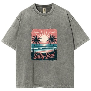<span class=keywords><strong>T</strong></span>-<span class=keywords><strong>shirt</strong></span> graphique Salty Soul en gros, style <span class=keywords><strong>vintage</strong></span> délavé, coupe oversize, en coton vieilli, idéal pour la plage, en stock - Product Image 2