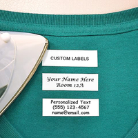 Etiquetas grabables para planchar en la ropa, etiquetas de nombre personalizadas de tela precortada con marcador permanente para uniformes de cuidado diurno de campamento universitario