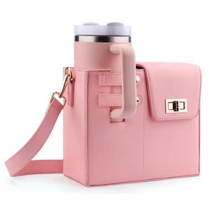 Free Sample Women's Fashion Customized PU polyester Cup Sleeve polyester Carrier Tote <b>Water</b> <b>Bottle</b> <b>Holder</b> Shoulder Crossbody Bag - Product Image 1