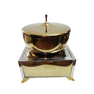 New Arrivals Shiny Polished Golden Stainless Steel Chafing Dish Gas Powered Buffet <b>Server</b> Hotel Catering Use <b>Food</b> Warmer - Product Image 1