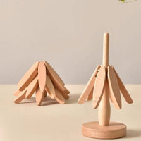 Sous-verres et dessous de plat en bois écologique vintage en forme de feuille, anti-brûlure, résistants à la chaleur et isolants