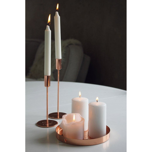 Modern <b>Copper</b> Candle Holder Set Tray Handmade Durable Decorative Metal Taper Pillar Candle Stand for Home <b>Table</b> Centerpiece - Product Image 1