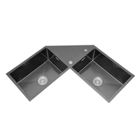 Évier de cuisine d'angle unique fait main en acier inoxydable moderne Évier de cuisine triangulaire en acier inoxydable