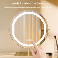 Miroir de Maquillage LED sur Pied/Table en Métal Réglable, Grossissement 10X, Grande Taille pour un Design Glamour, Éclairage Tactile LED pour Mariage