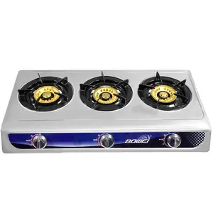 Chất Lượng Cao Sắt Bếp Gas 3 Burner Tiết Kiệm Năng Lượng Giá Tốt Bếp Gas Thép Không Gỉ Thiết Bị Nhà Tự Động Đánh Lửa Bếp Gas