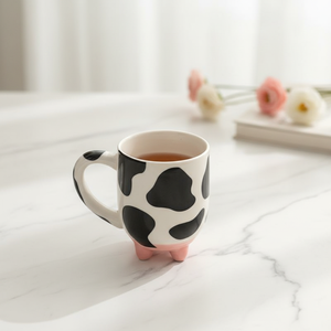 Custom Novelty White and Black Cow Cute Mug Hand Painted Design Cow Print Ceramic Mug with <strong>Udders</strong> Non-Skid <strong>Silicone</strong> Feet - Product Image 5