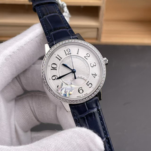 Reloj de pulsera elegante y minimalista francés con esfera blanca, correa de cuero azul, resistente al agua, con reserva de energía automática para día y noche, ¡en oferta! - Product Image 3