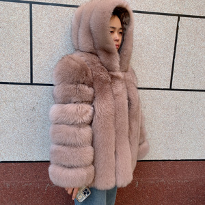 Nuovo Modello di Cappotto in Vera Pelliccia di Volpe Rossa con Cappuccio, Abbigliamento Invernale per <span class=keywords><strong>Donna</strong></span> - Product Image 6