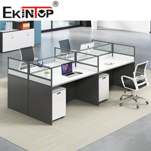 Table d'ordinateur de haute qualité pour 4 personnes, poste de travail de bureau moderne, cloisons extensibles pour centre d'appels, atelier métallique - Product Image 2
