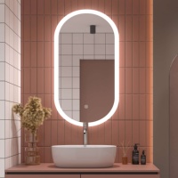 Miroir intelligent anti-buée à capteur tactile HD rétroéclairé par LED de forme ovale moderne personnalisé pour salle de bain et douche
