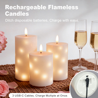 Lampe à bougie LED rechargeable par USB, télécommande, couleur de flamme ambre, décorations de Noël, bougies, ensembles de cadeaux de mariage