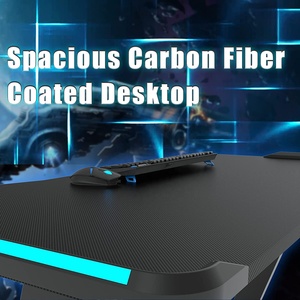 <strong>UK</strong> Hot Z Shaped Gamer <strong>Desk</strong> Pc <strong>Computer</strong> Gaming <strong>Desks</strong> Pc Table <strong>Computer</strong> <strong>Desk</strong> with LED Lights with Cup Holder and Headphone Hook - Product Image 3