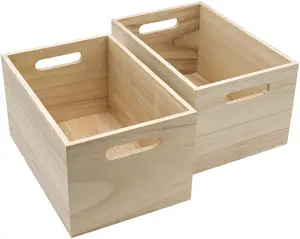 Unfinished Wood Crates Organizer Bins, Wooden Box for Pantry Organizer Storage, wood crate craft