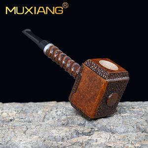 XIAOXIONG personnalisable en bois massif fumer tuyau de haute qualité à la main <span class=keywords><strong>Thor</strong></span> marteau luxe bruyère sculpté rustique Portable laque - Product Image 2