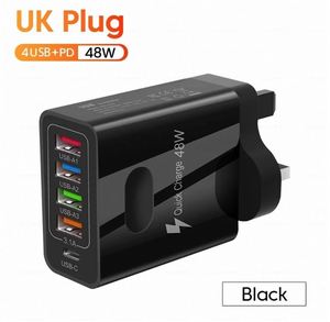 อะแดปเตอร์ชาร์จโทรศัพท์ 48W พร้อมพอร์ต USB 4 ช่อง + ช่อง PD 1 ช่อง วัสดุ ABS สำหรับชาร์จโทรศัพท์ iPhone และ Samsung - Product Image 4