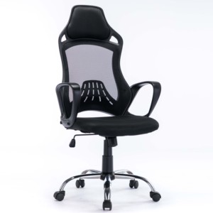 Silla de invitados negra ajustable giratoria con respaldo alto Silla de oficina ergonómica para computadora Malla - Product Image 2