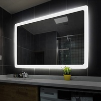 Miroir tactile à capteur intelligent rétroéclairé Décoration Miroir de salle de bain mural avec lumière LED Miroirs de bain Réchauffeur Anti-buée