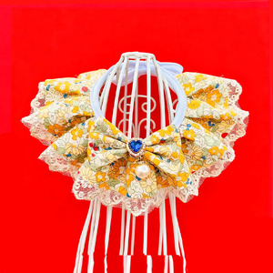 Cute Pet Bib <b>Dog</b> Drool Scarf Floral Pattern Yellow Small Medium Breed Cat Collar Teddy Bichon Frise Accessory - Product Image 1