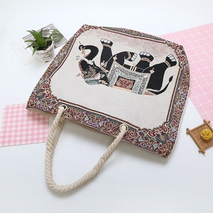 Bolso de mano informal de artesanía tailandesa para mujer, diseño de elefante bordado sobre lienzo, ecológico para uso escolar de otoño e invierno para estudiantes - Product Image 3