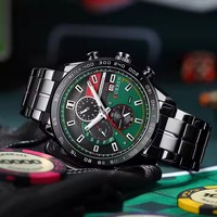 CURREN jam tangan bisnis 8410 pria, arloji Quartz tahan air 3ATM konograf tali baja tahan karat